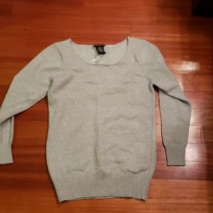 NEW! Metaphor silver shimmer gray sweater XL